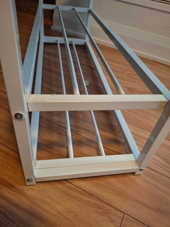 Black entryway bench with 2 tier shoe rack metal (90x30x44cm) ❤️ - photo 4