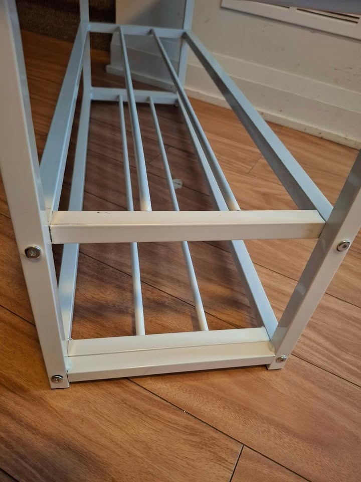 Black entryway bench with 2 tier shoe rack metal (90x30x44cm) ❤️ - photo 5