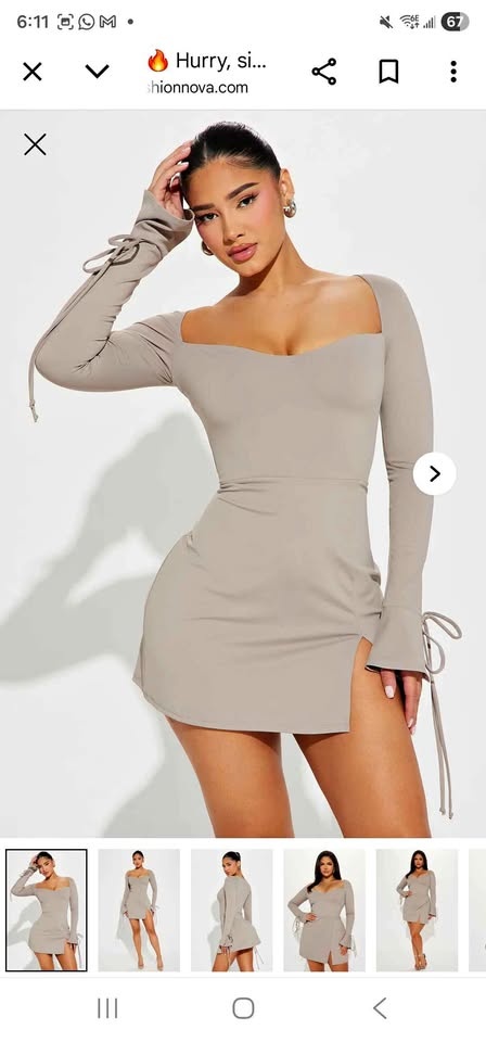 Long sleeve mini dress- taupe
