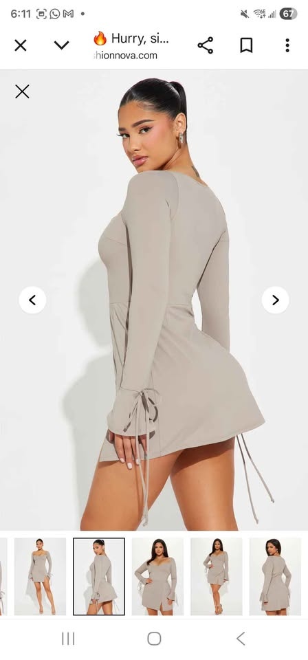Long sleeve mini dress- taupe - photo 3