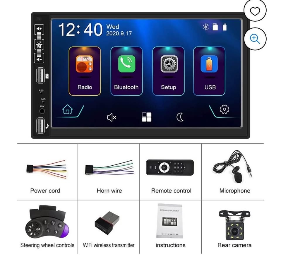 7” Bluetooth CarPlay screen with backup camera - photo 2