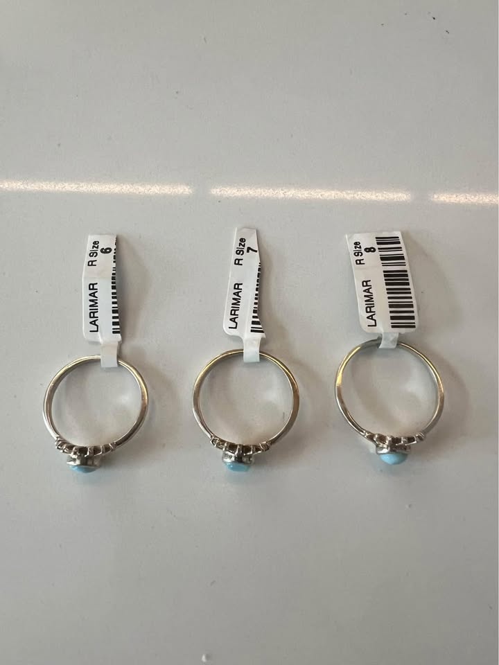 Silver and Larimar stone rings - photo 2