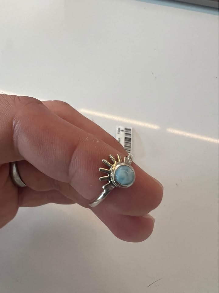 Silver and Larimar stone rings - photo 3