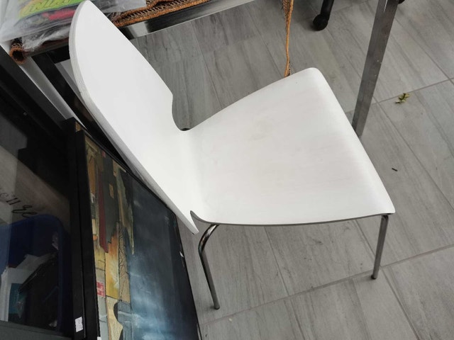 modern White Chair wooden, metal legs