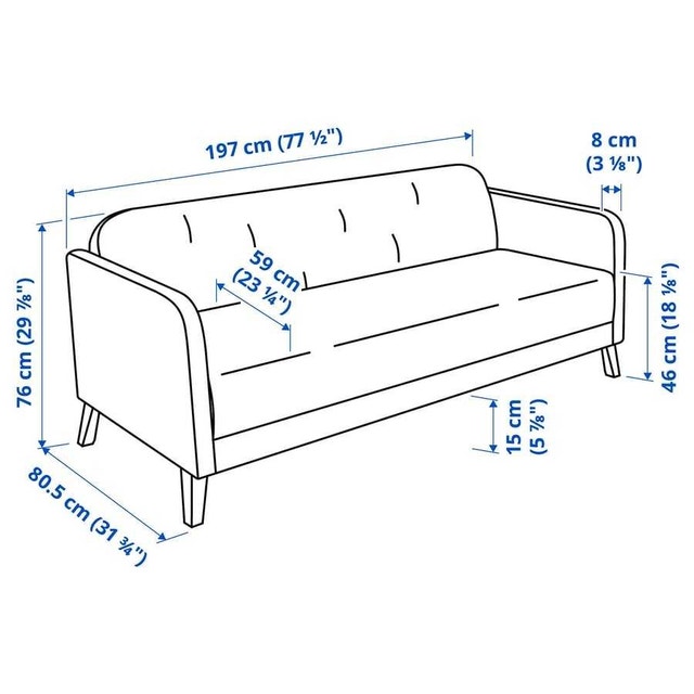 Ikea LINANAS Sofa 3 seaters wooden legs - photo 5