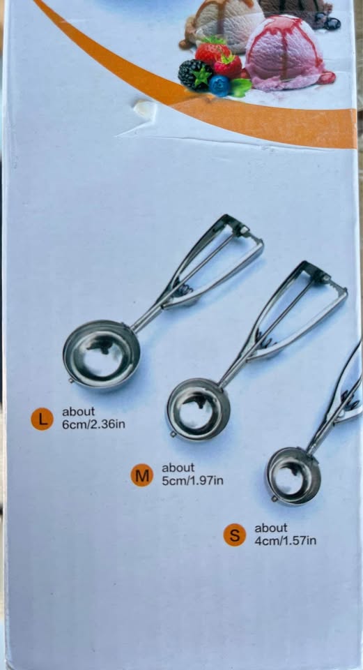 Stainless Steel Ice Cream Scoop, Cookie Scoop Set of 3 - photo 3