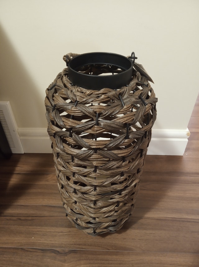 Resin Wicker LED Lantern 20"