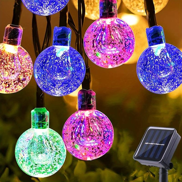 Solar Power LED Christmas String Light Crystal Ball Re - photo 4