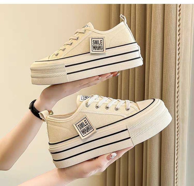 Thick-soled canvas shoes for women 2024 spring new pla - photo 4