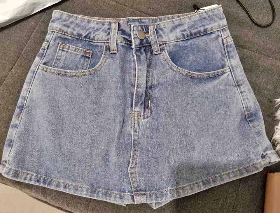 Blue denim skort