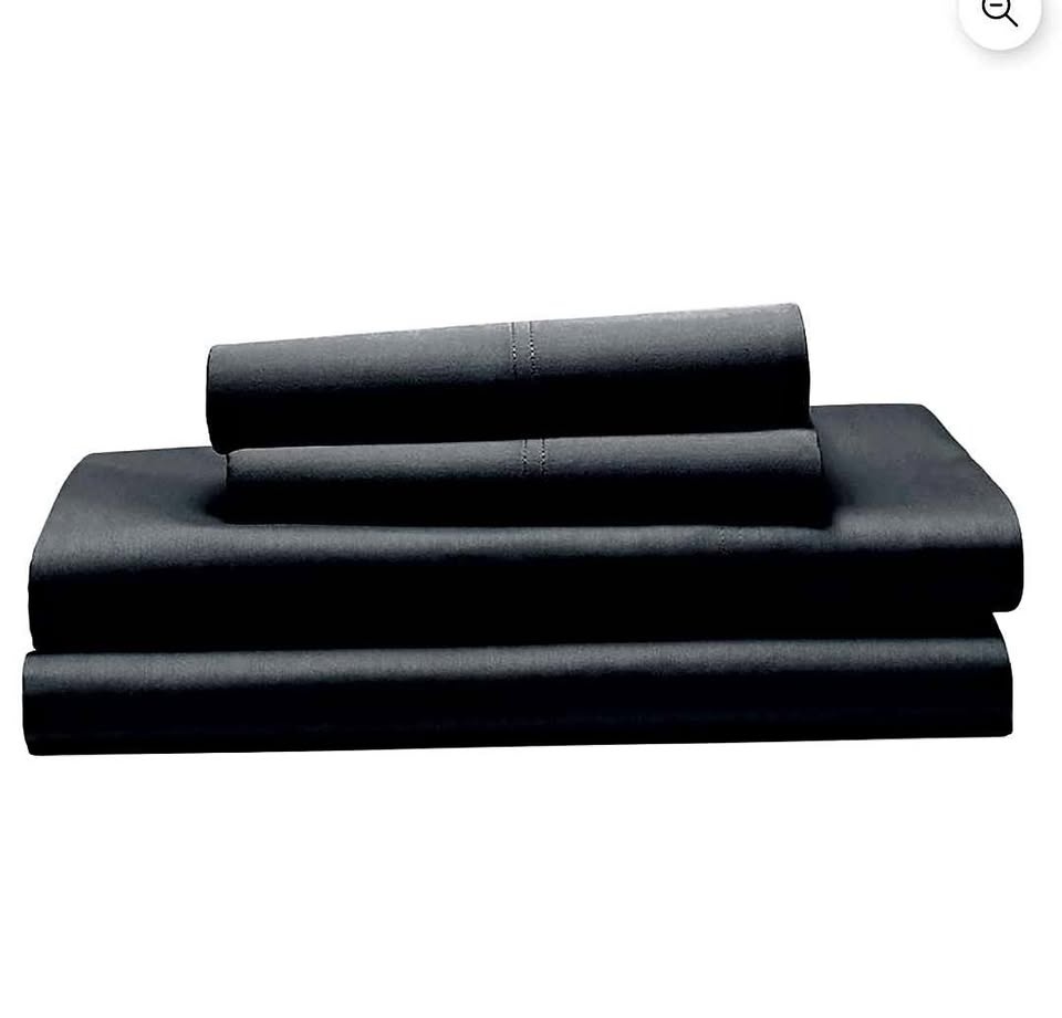 3 piece Twin size 100% Cotton Sheet Set Sateen Black