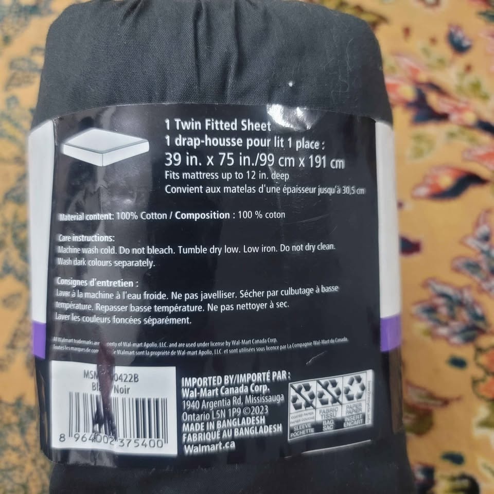 Twin size flat sheet 100% Cotton ( Brand new ) Black color - photo 4