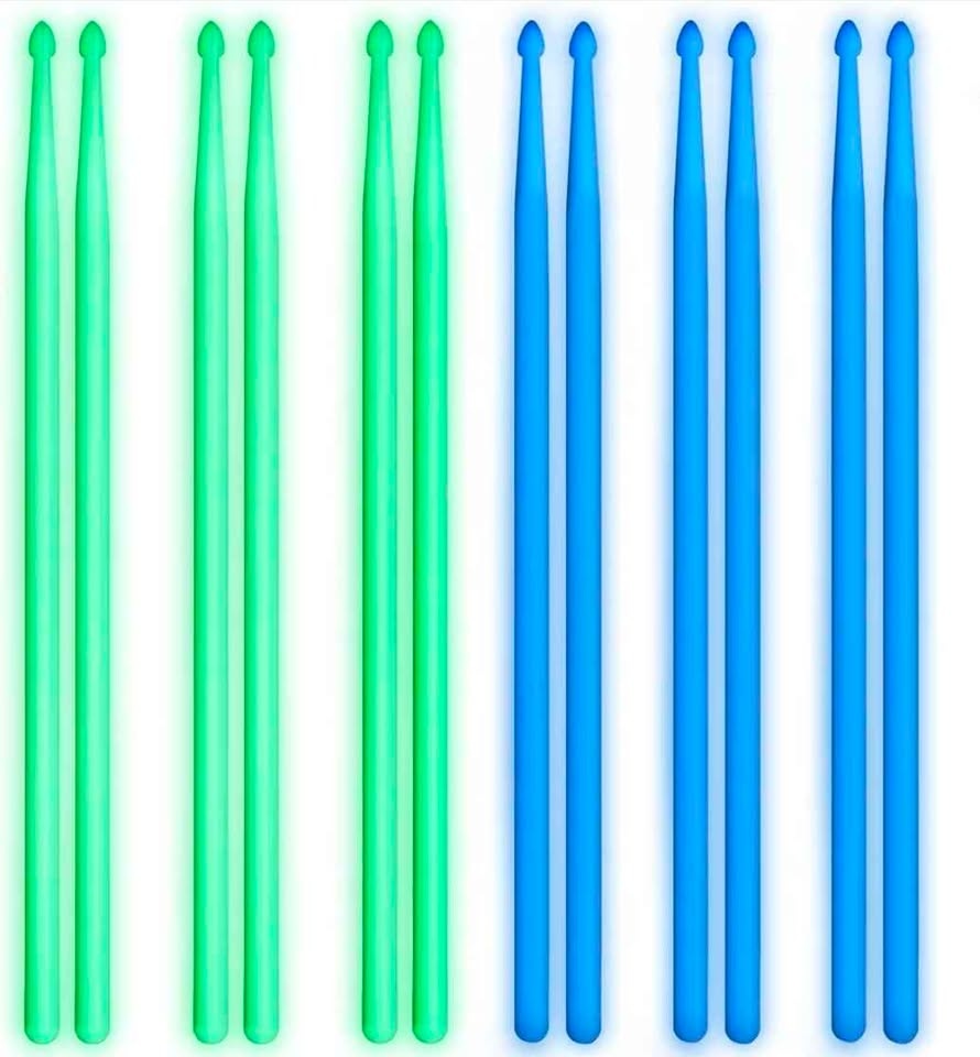 6 pairs 5A Luminous performance, Green and Blue Drum sticks - photo 2