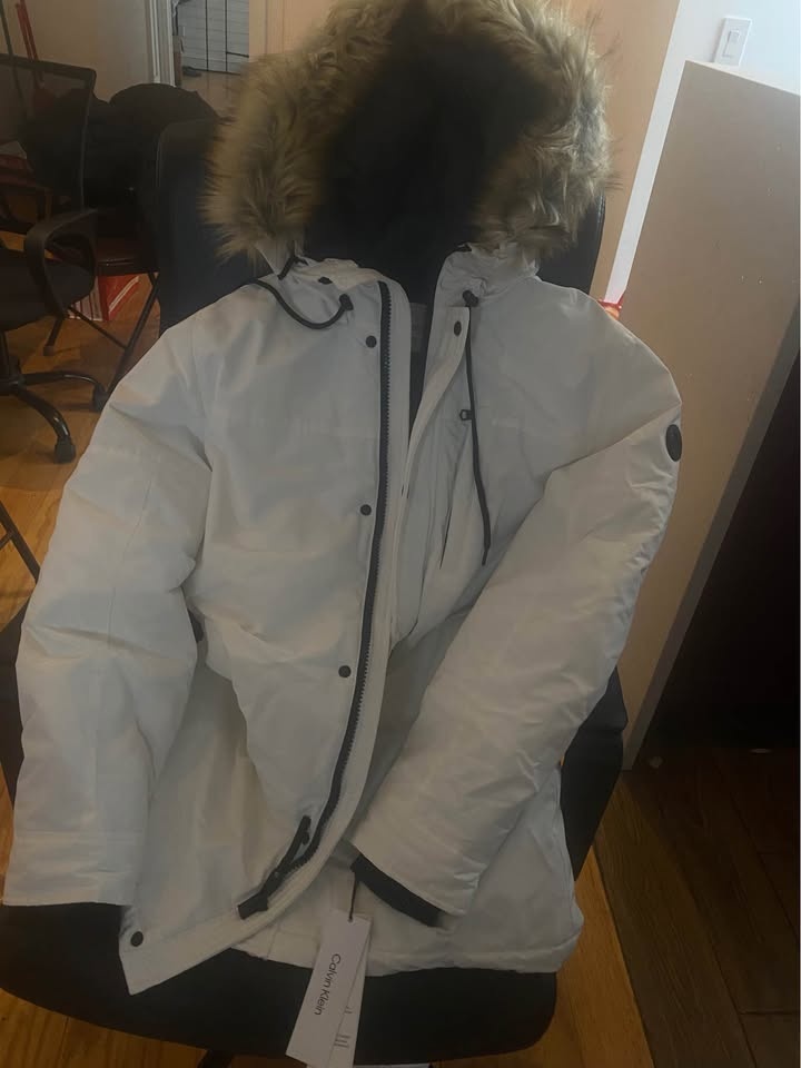 Calvin Klein Full Zip Coat Winter Jacket White Size M - photo 2