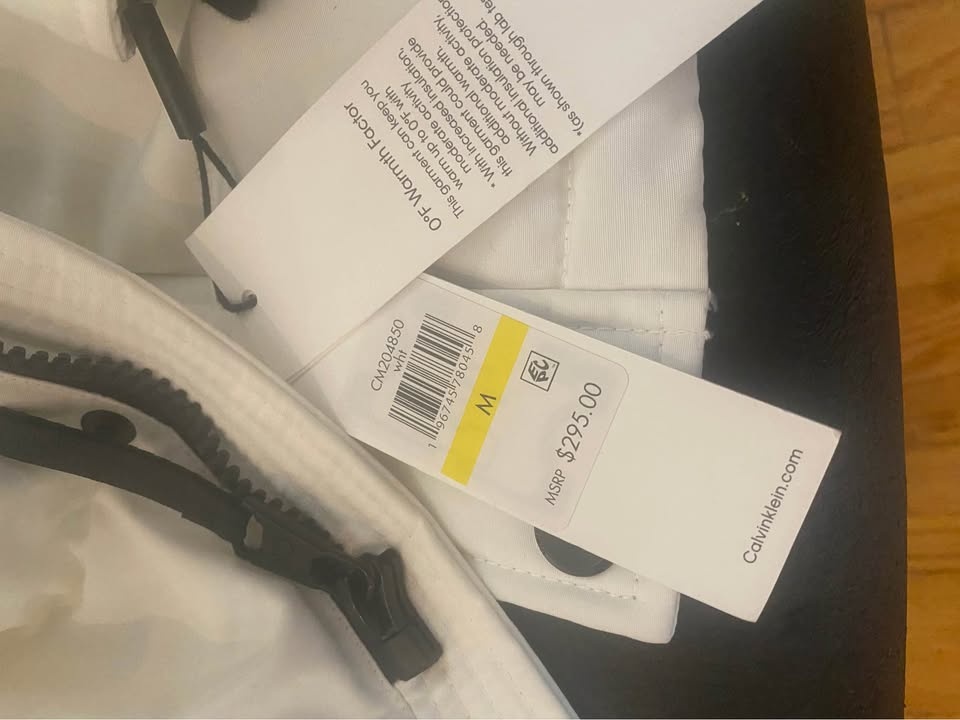 Calvin Klein Full Zip Coat Winter Jacket White Size M - photo 5