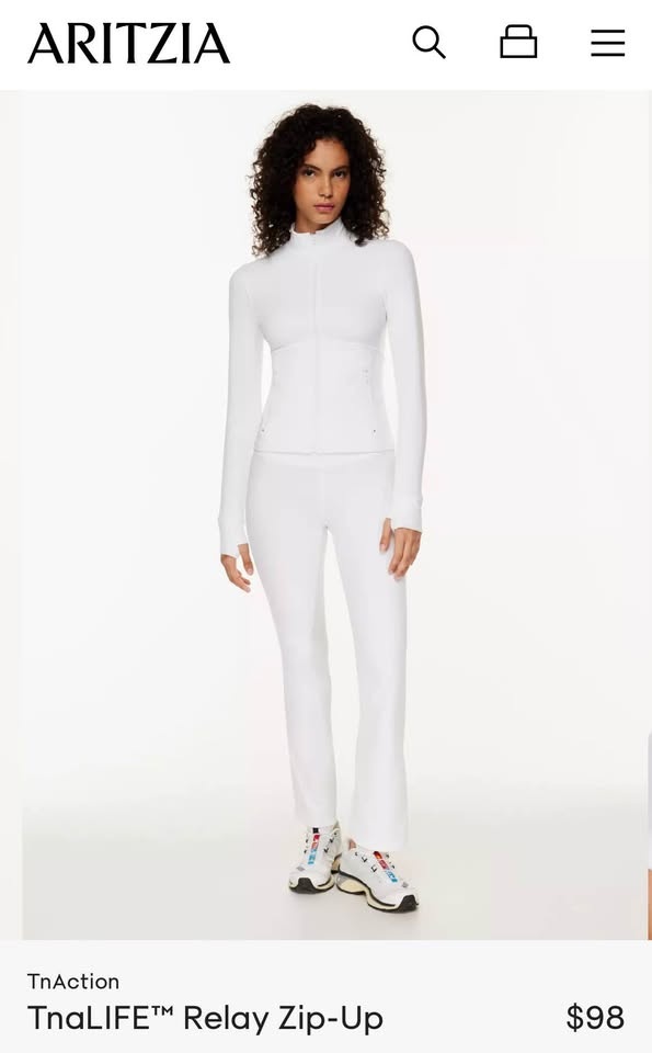 Aritzia TnaLIFE Relay Zip-Up, White, Small - photo 4