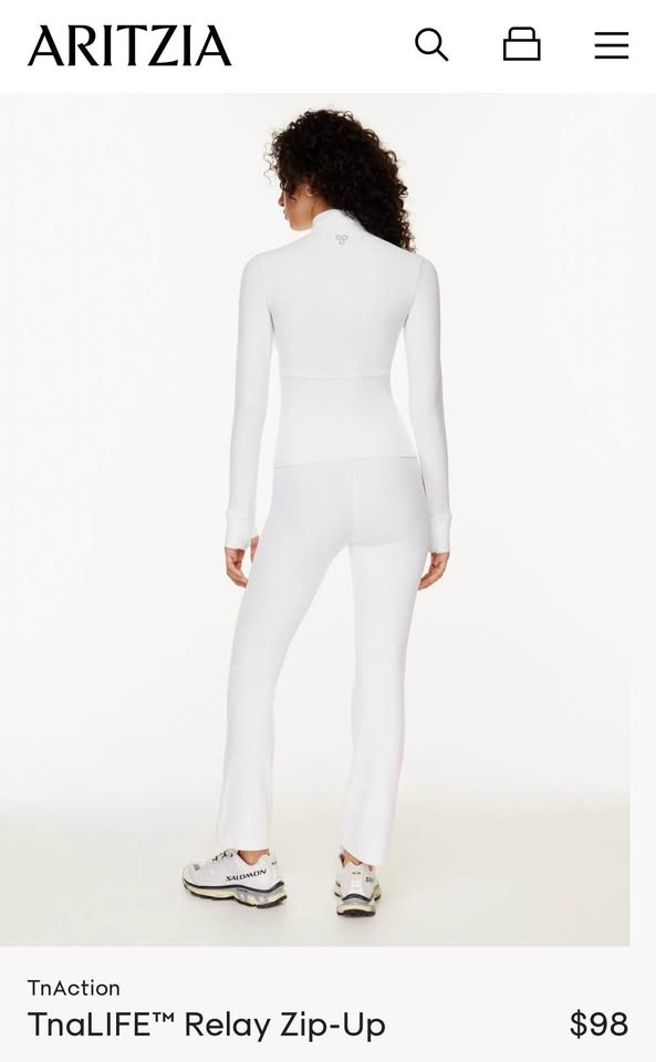 Aritzia TnaLIFE Relay Zip-Up, White, Small - photo 5