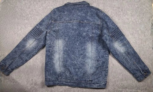 Akademiks Jeanius Jacket Mens L Blue Distressed Denim - photo 2
