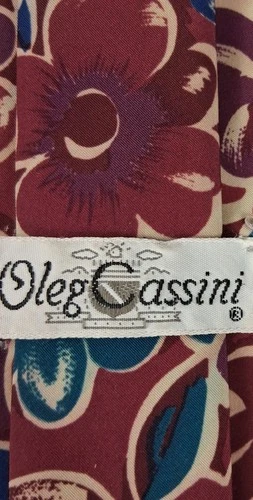 Oleg Cassini Silk Necktie W/Red Blue and Purple Floral Pattern 1 - photo 4
