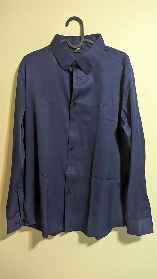 Manfinity Mode Navy Blue Buttoned Long Sleeve Shirt Size S