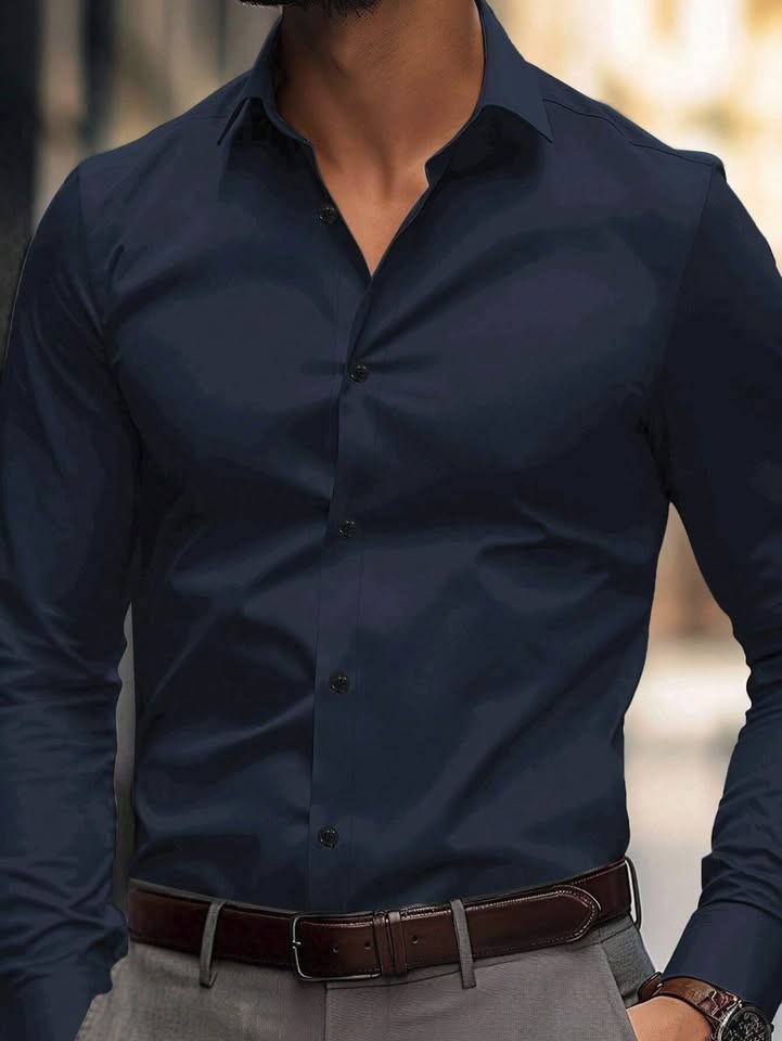 Manfinity Mode Navy Blue Buttoned Long Sleeve Shirt Size S - photo 2
