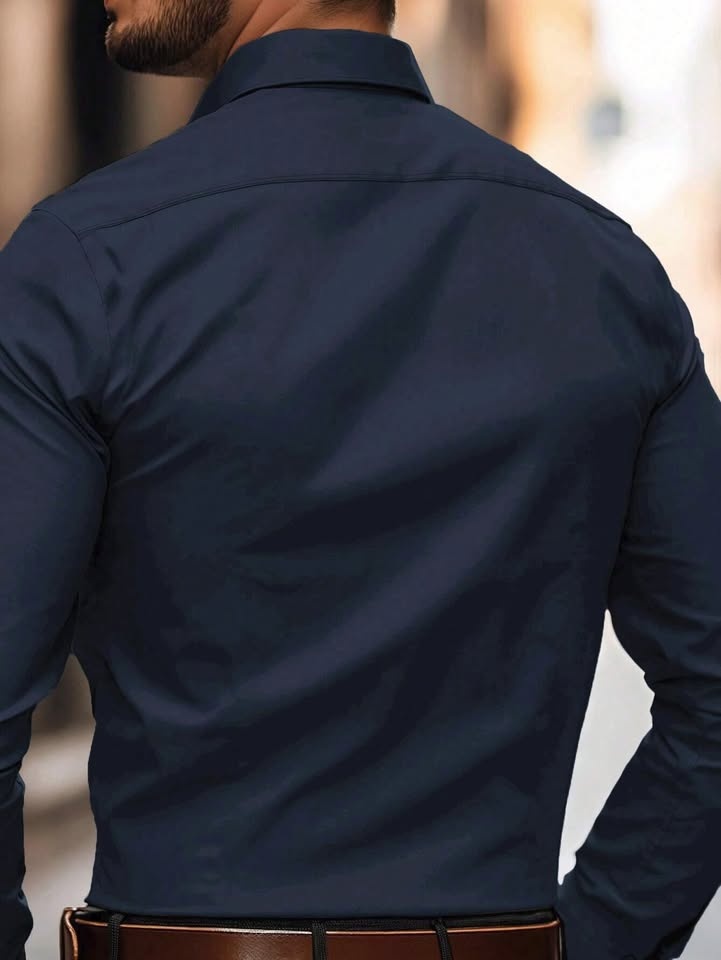 Manfinity Mode Navy Blue Buttoned Long Sleeve Shirt Size S - photo 4
