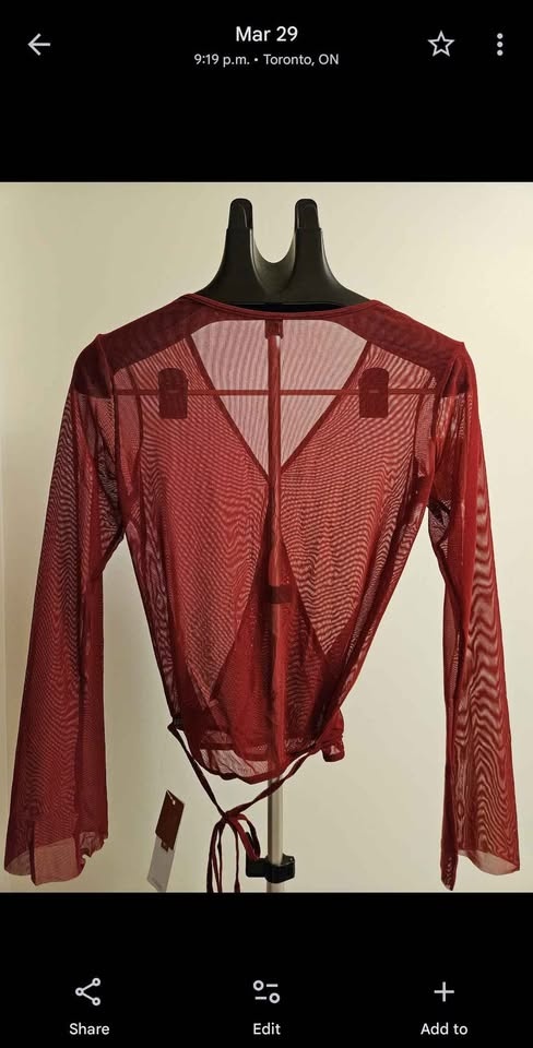 Wine Red Mesh Dance Wrap Top – Mint Condition - photo 2