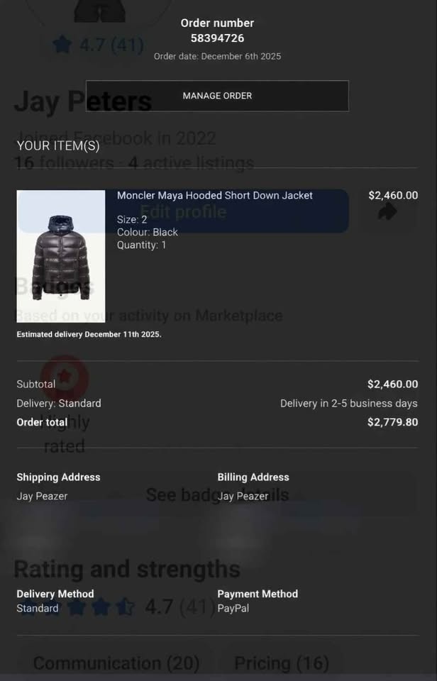 NEED GONE Authentic Moncler Maya Black Size 2