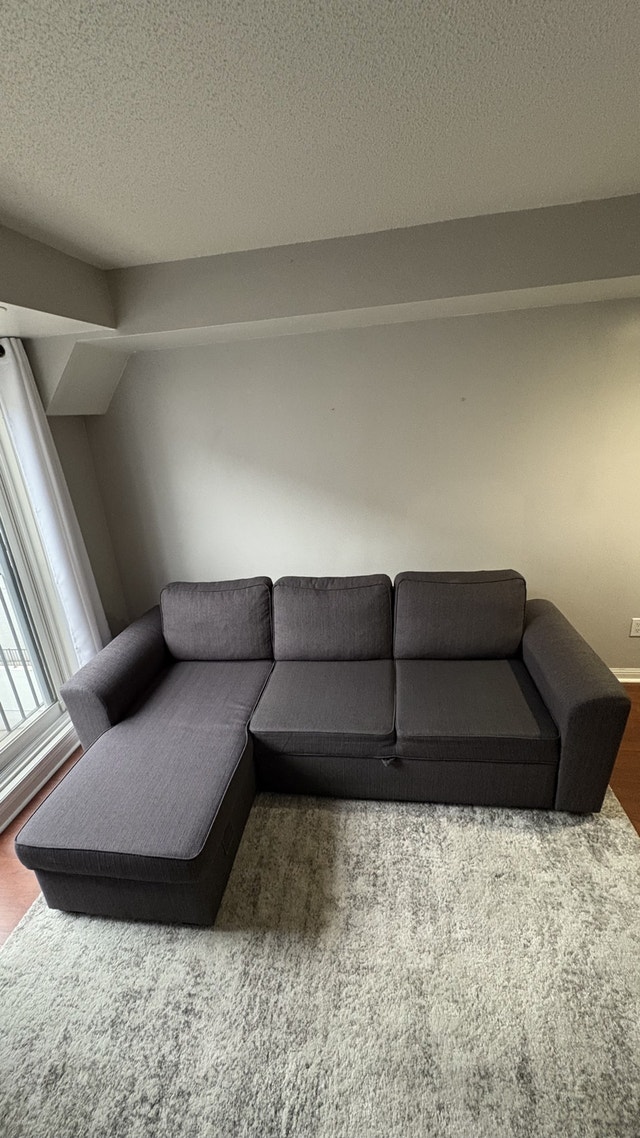 Structube “Berto” Sectional Sofa with Storage – Dark Grey