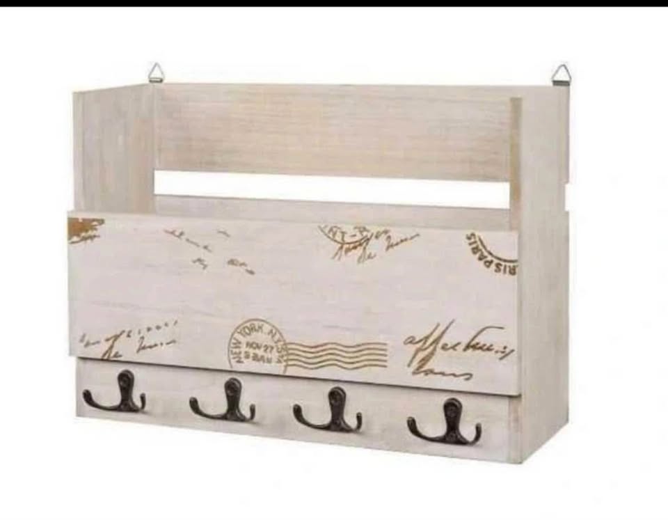 Wall-Mounted Mail Holder with Key Hooks