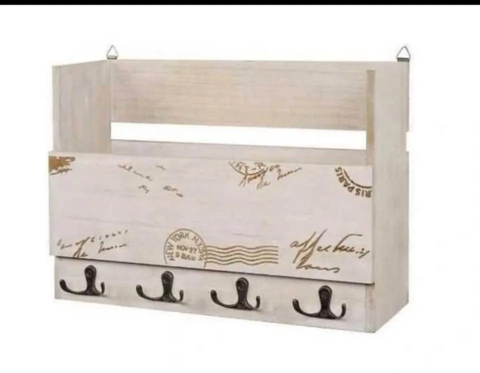 Wall-Mounted Mail Holder with Key Hooks thumbnail