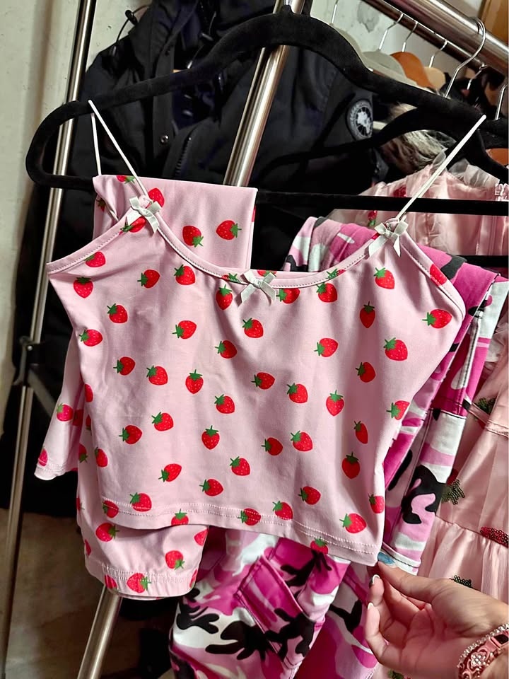 Strawberry tank top and skirt set