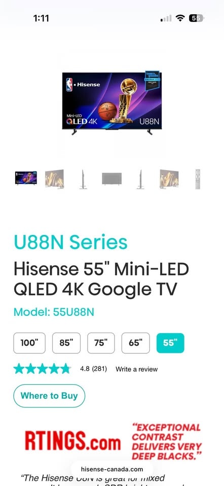 **only 17 Jan** Hisense QLED 55” 144hz TV 4k U88 - photo 4