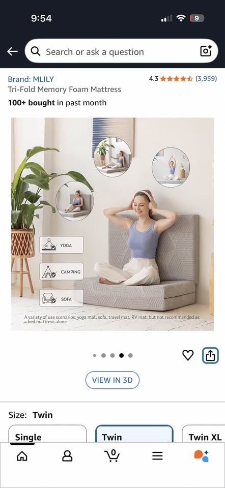 Trifold memory foam Mattress Twin - photo 4