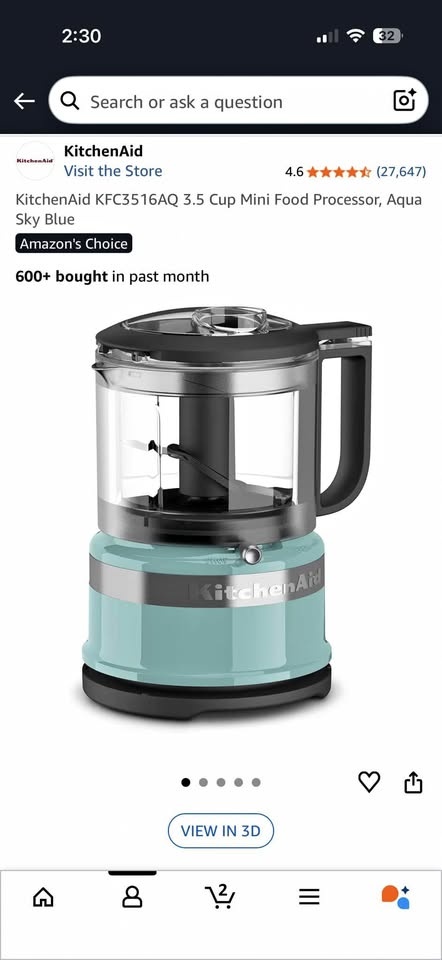 KitchenAid food processor 3.5 cups 2 years purchased warranty