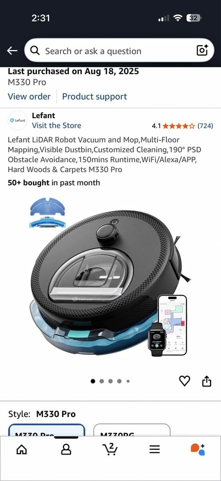 Lefant M330 Pro Robot Vacuum with Mop
