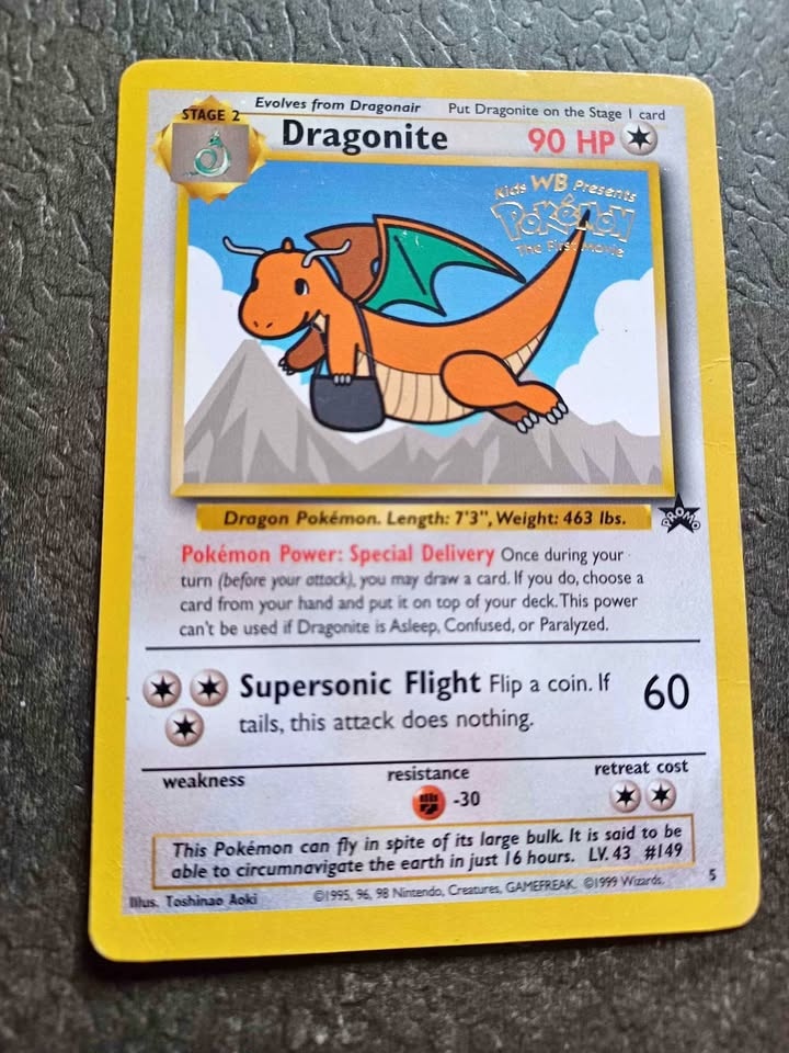 Dragonite rare 1999 Pokemon the First movie promo card