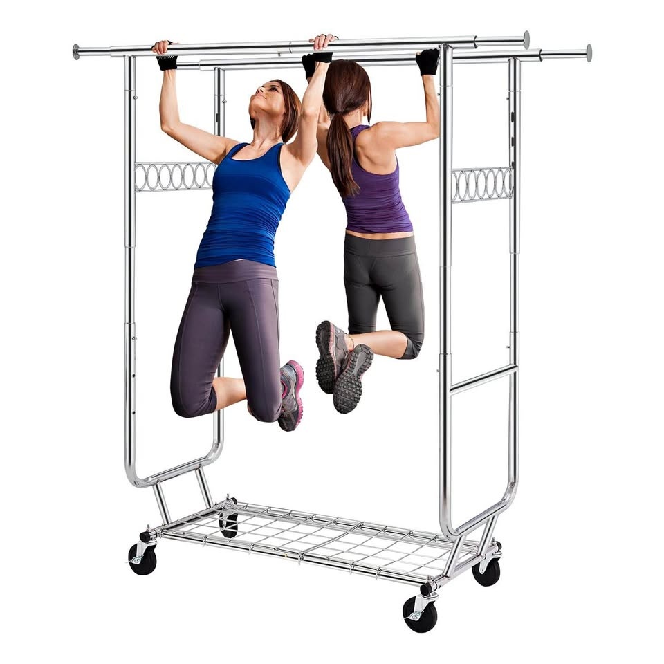 Fyzeg Double Clothing Garment Rack, Heavy Duty