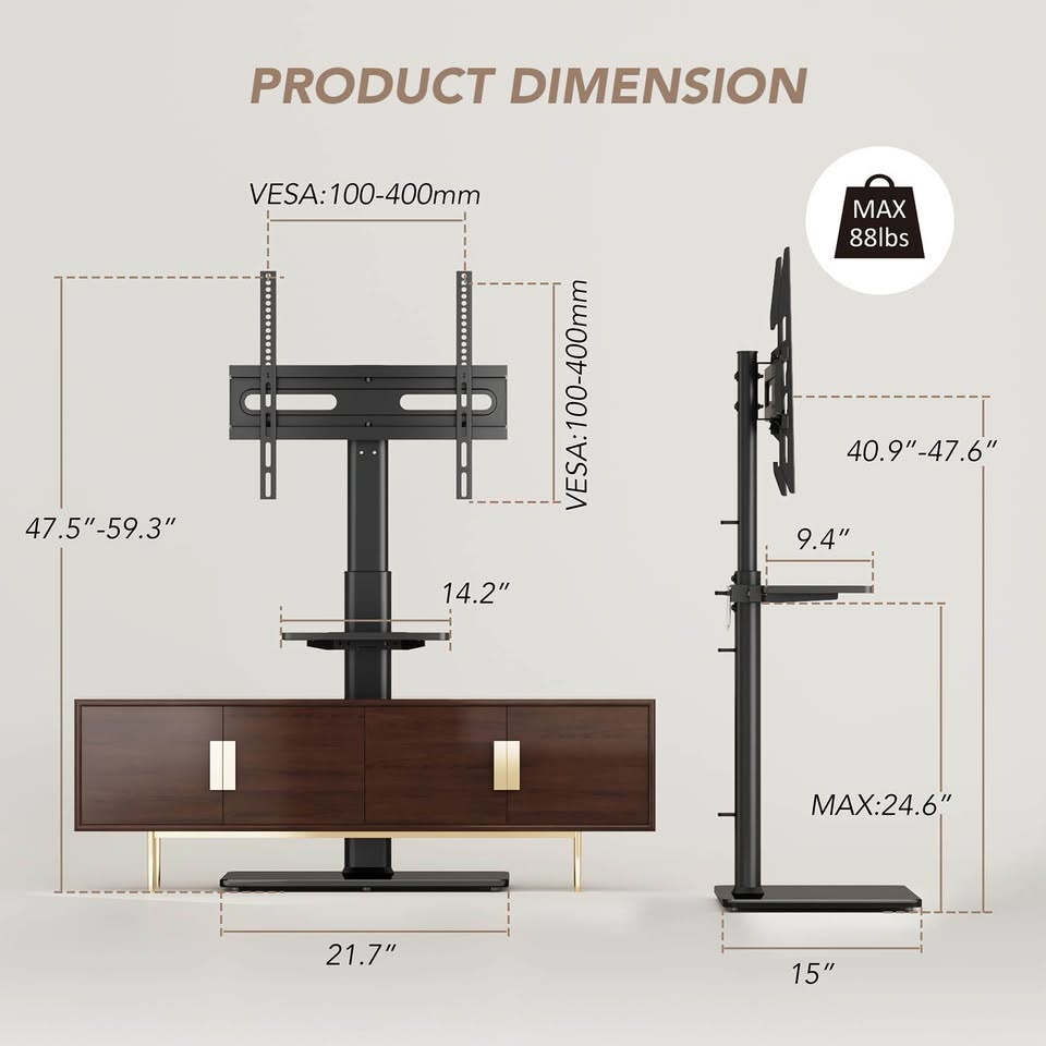 Universal Floor TV Stand with Mount 65 inch LCD, LED OLED tv - photo 5