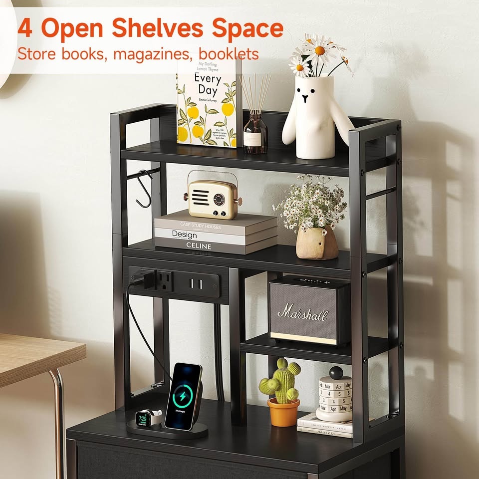 Tall NightStand with 3 Fabric Drawers and LED Lights - photo 4