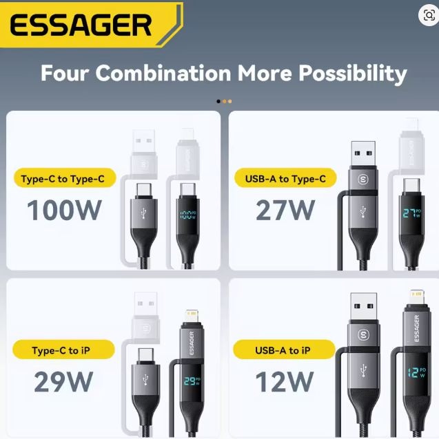 4 In 1 USB Cable Type C Digital Display 100W PD Fast Charging - photo 3