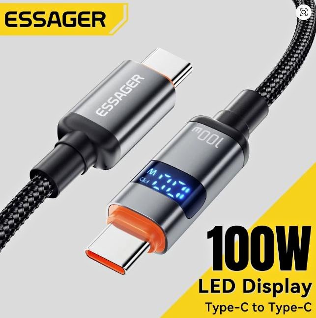 USB Type C To USB C Cable Digital Dispaly 100W Fast Charging
