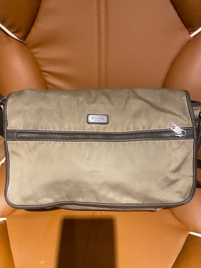 Coach nylon messenger bag with leather trim