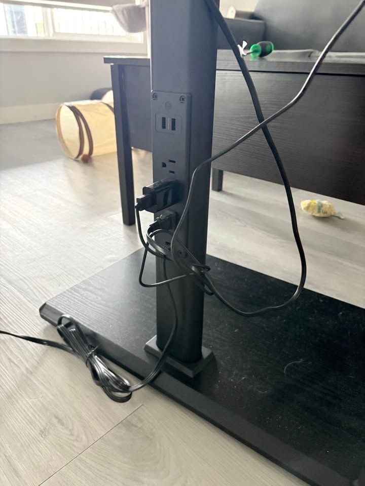 Black TV Stand with Power Outlet - photo 2