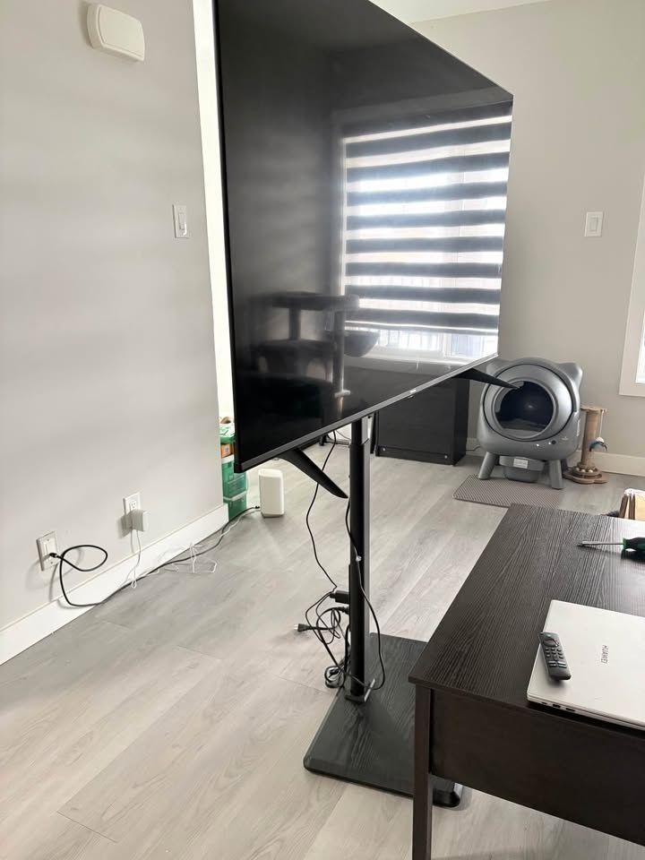 Black TV Stand with Power Outlet - photo 3