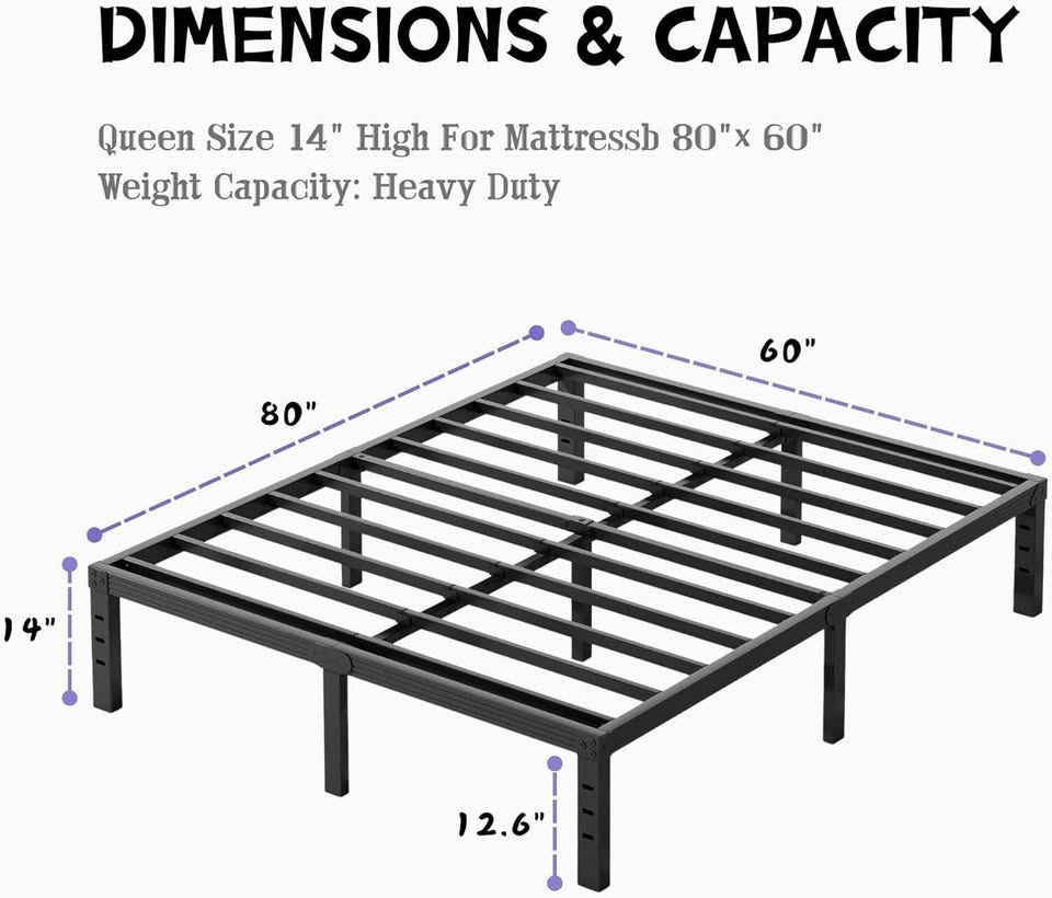 14 Inch High Metal Queen Bed Frame - photo 2