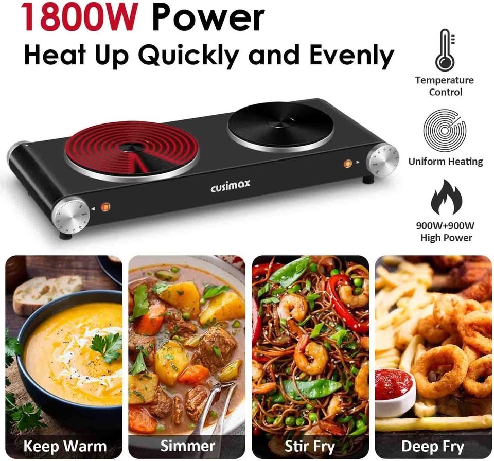 CUSIMAX 1800W Double Hot Plate Burner - photo 2