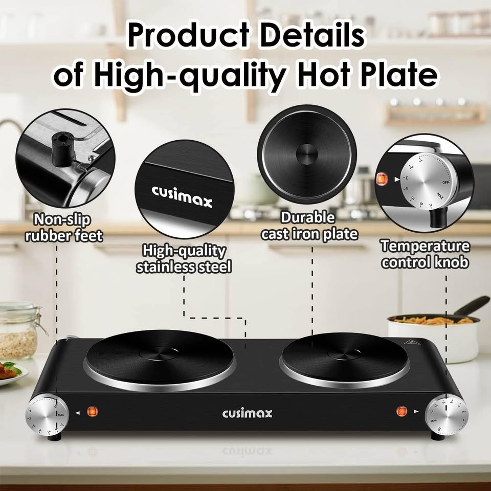 CUSIMAX 1800W Double Hot Plate Burner - photo 3