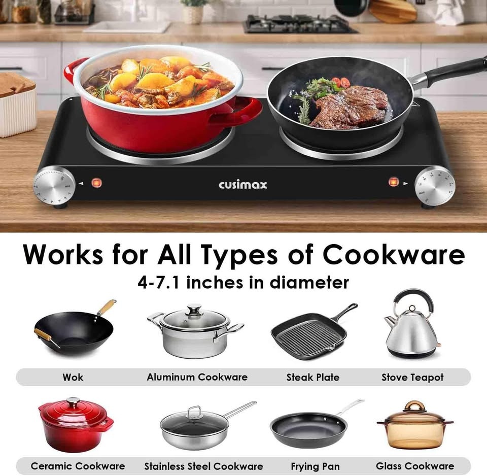 CUSIMAX 1800W Double Hot Plate Burner - photo 4