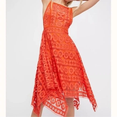 Free People Lace Dress Size 0 Coral Orange - photo 3